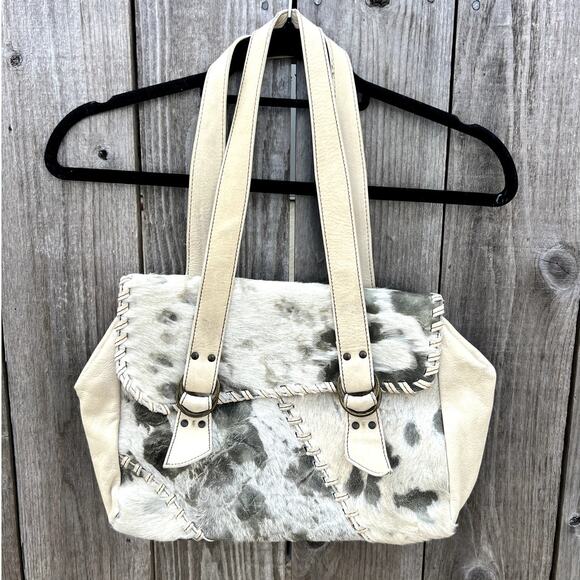 Roberta Gandolfi | Leather and Animal Fur Satchel Handbag Purse Made in Italy - Picture 1 of 9